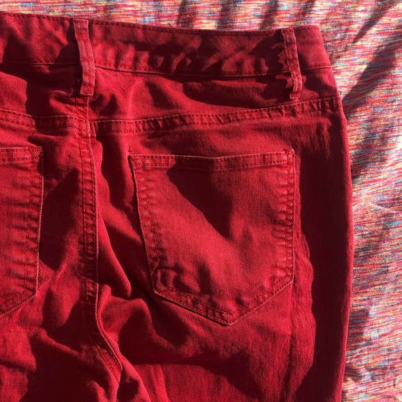 Red Denim Cigarette Fit Skinny Nine West Jeans - Picture 8 of 14